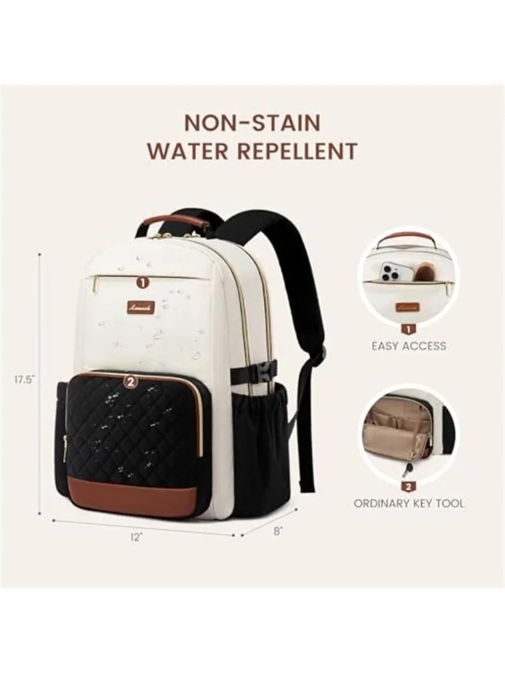 LOVEVOOK Laptop Backpack Women Large College Work Travel Anti Theft Water Bottle
